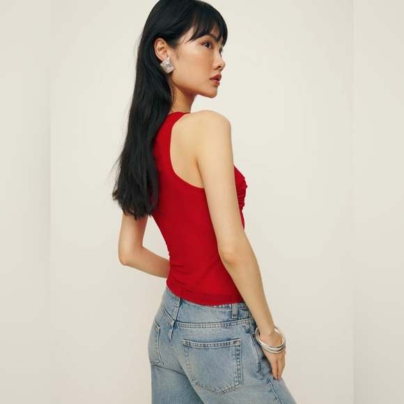 NEW Reformation Rose Sheer Sleeveless Knit Top in Red | size  S - Picture 3 of 10